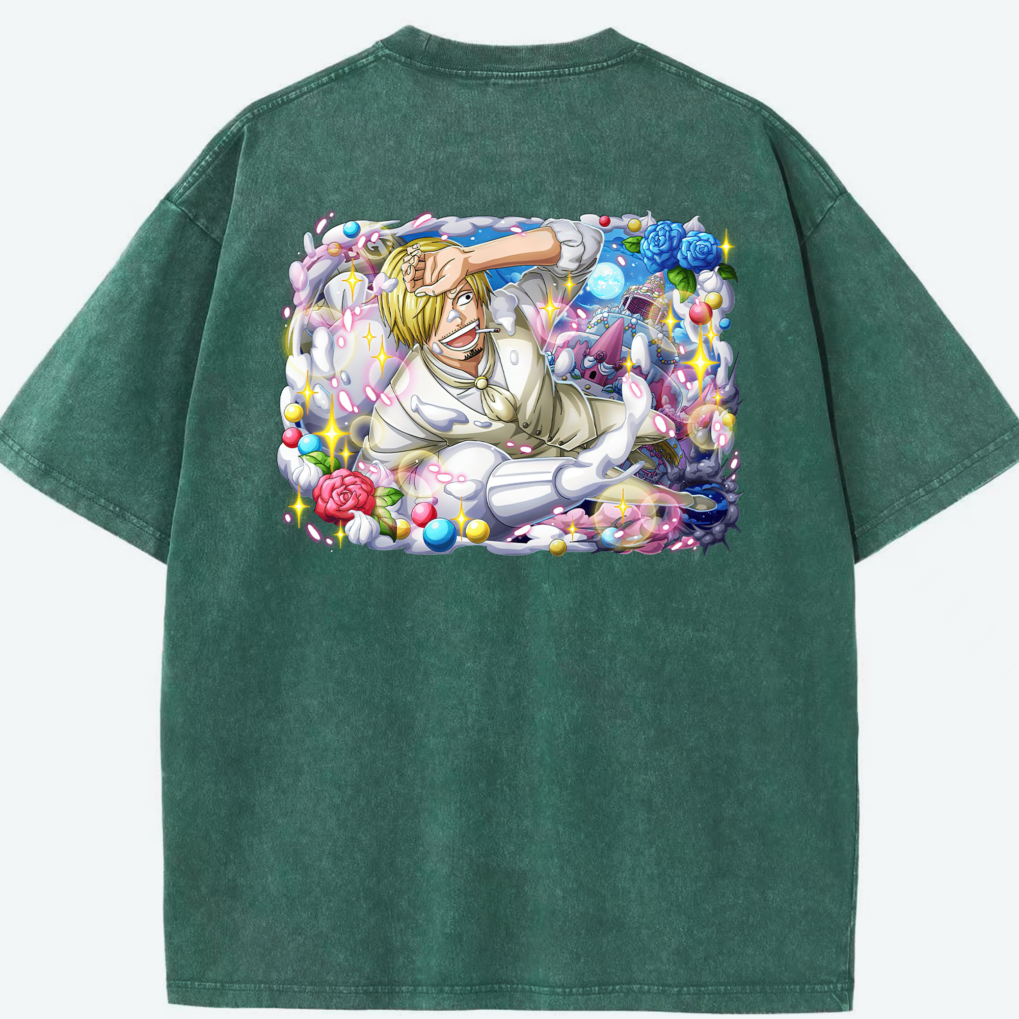 ワンピース サンジ ONE PIECE Sanji 綿100% ヴィンテージ風 半袖Tシャツ（背面プリント）
